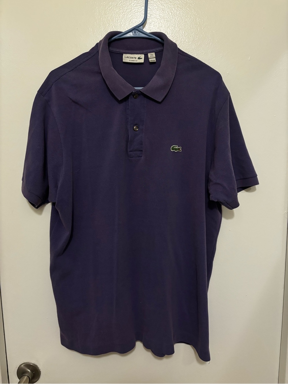 Lacoste Men's Deep Purple Cotton Pique Polo with Green Crocodile